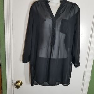 Size L Sheer Long Sleeve Blouse